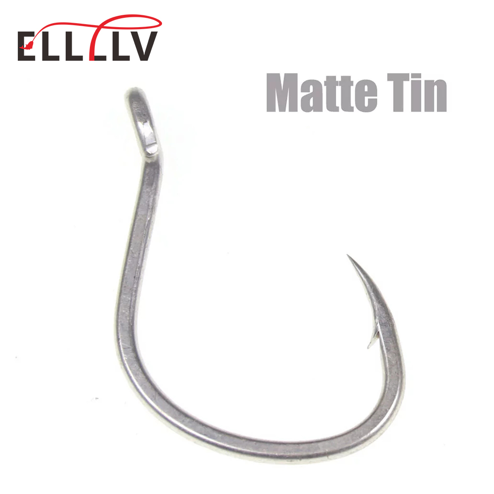 Fishing Hook Offset - 10pcs ดีบุก Anti-Rust น้ำเค็ม Fishhooks เหล็กกล้าคาร์บอนสูง