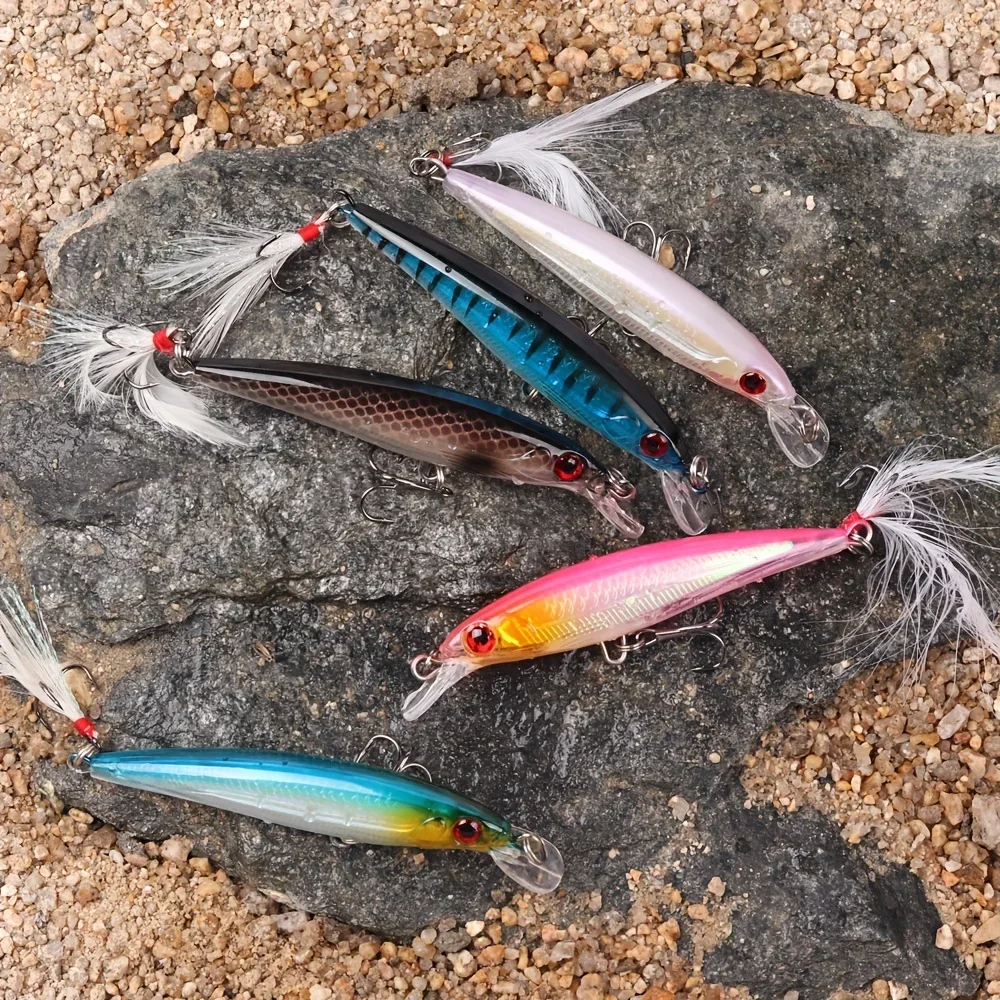 Fishing Hook Treble - เหยื่อตกปลาเลเซอร์ 3 มิติ รูปทรงปลาไบโอนิค 5 ชิ้น/กล่อง
