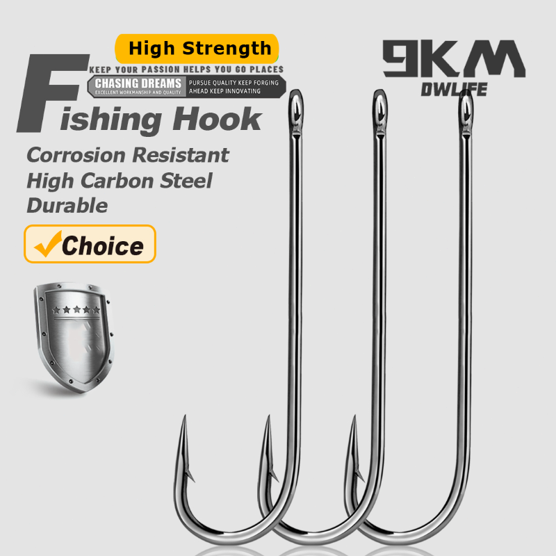 Fishing Hook Offset - เบ็ดตกปลา ตะขอเกี่ยวแบบก้านยาว ตะขอเกี่ยวแบบมีเงี่ยง ตะขอเกี่ยวแบบเอเบอร์ดีน เหล็กกล้าคาร์บอนสูง ตะขอเกี่ยวแบบหนอนสำหรับตกปลาคาร์พ