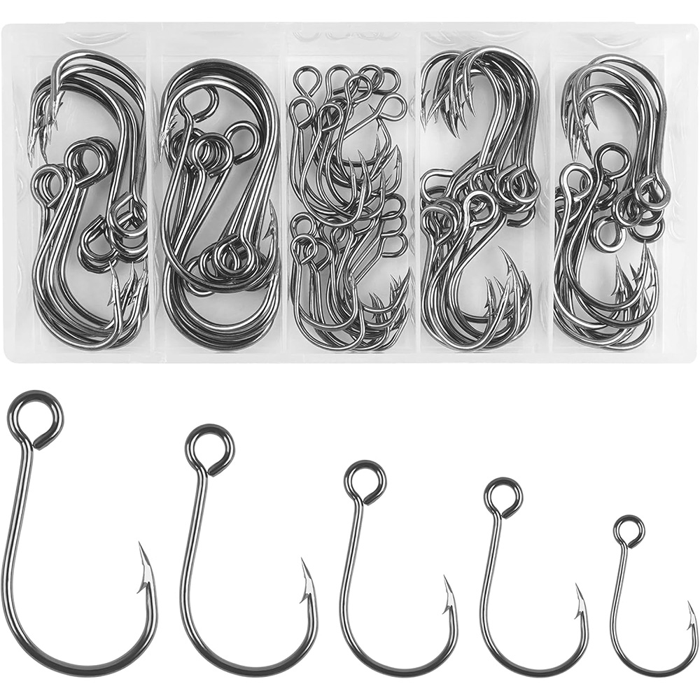 Fishing Hook Circle - 70 ชิ้นตกปลาอินไลน์ตะขอเดี่ยวเดี่ยวตะขอเปลี่ยนสําหรับ Hard Lures วงกลมขนาดใหญ่เหยื่อเดี่ยวตะขอสําหรับปลาเทราท์เบสล่อ