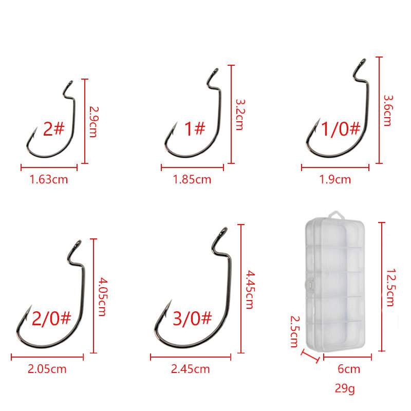 50pcs หนอนกว้างตะขอเหล็กคาร์บอ - Fishing Hook Offset บทวิจารณ์และราคา
