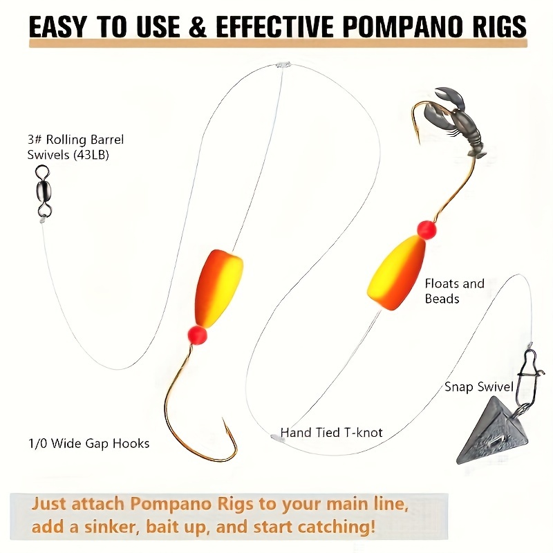 3pcs Pompano Rigs Surf Fishing - Fishing Hook Circle บทวิจารณ์และราคา