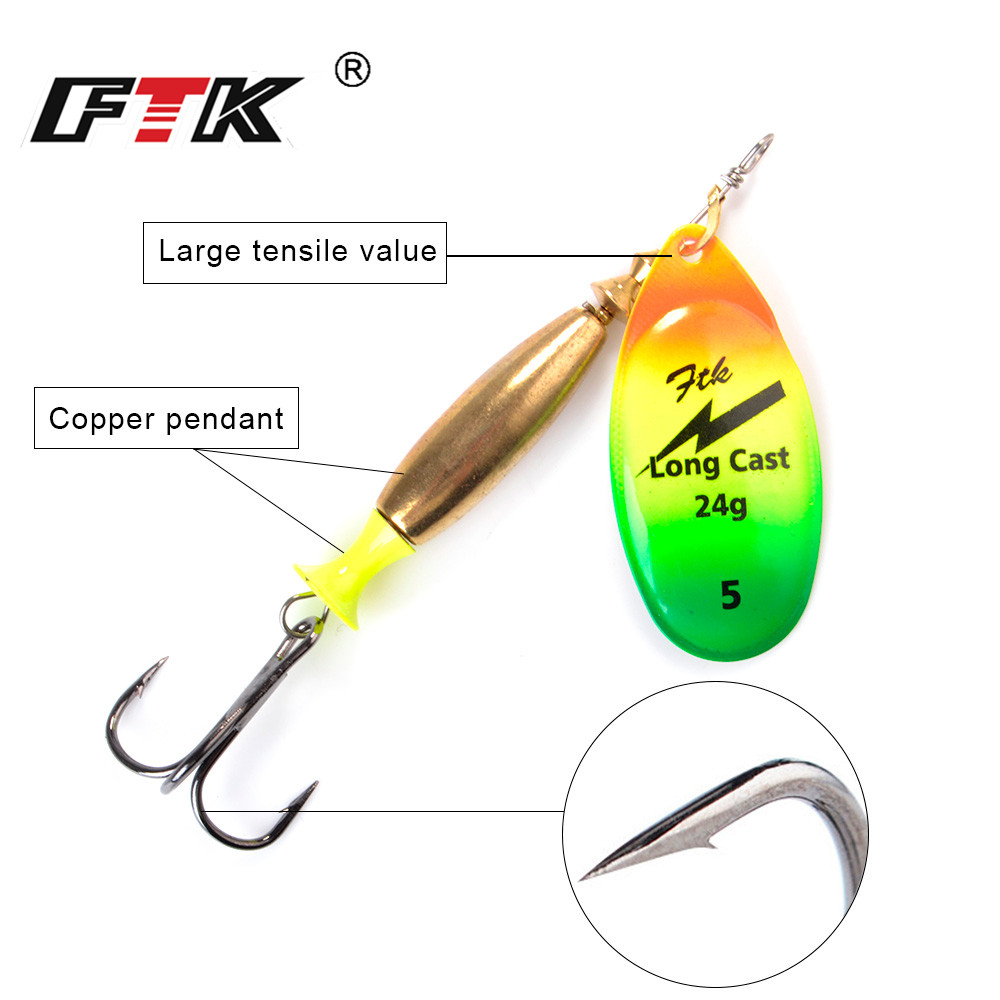 FTK 18g 24g Spinner เหยื่อช้อน - Fishing Hook Treble บทวิจารณ์และราคา